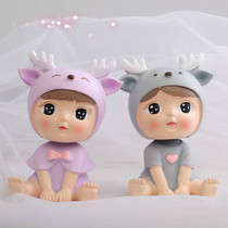 Ecstasy Antlers Lovers Dolls On-board Decorative Paparazzi Birthday Cake Baking Swing Creative Resin Handiwork