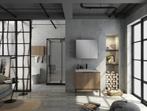 Nine Mu Nordic bathroom cabinet combination bathroom set simple washbasin toilet hanging mirror cabinet home