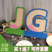 English JG wedding name person famous brand wood chip signature board blessing wedding sign-in frame props supplies creative layout