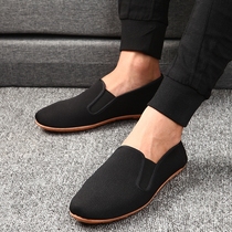 Yu Fuhua Summer Small Black Cloth Shoes Working Shoes Wear Resistant And Breathable Mens Flat Bottom Bean Bean Shoes Old Beijing Cloth Shoes