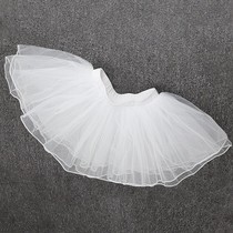 Childrens dance half-length gauze skirt Tutu tutu ballet practice skirt white mesh girl dancing powder performance suit