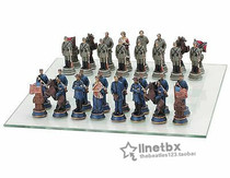 15 American Civil War North South Soldiers Chess Suit Glass Chessboard 3 1 2 Resin King Pendulum