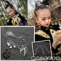 Shake sound net red with the same childrens model silver hair ring high ponytail hair crown Girls headdress handsome stage hair accessories