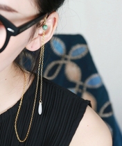 Over-the-distance sterling silver inlaid jade necklace glasses chain (wind) (customized)