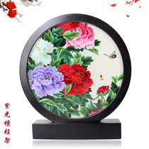 Hunan embroidery peony blossom rich double-sided embroidery ornaments New year gift pure hand embroidery craft gift