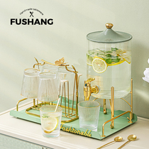 Glass cold kettle with faucet high temperature resistant household 3 5L large capacity cold and hot water kettle restaurant fruit teapot set