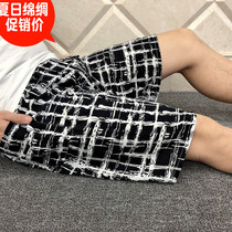 2022 Summer slim fit men cotton silk cotton silk big pants beach pants big code home pants artificial cotton shorts sleeping pants