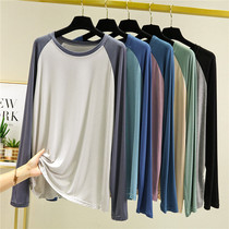 Loose long sleeve t-shirt mens summer Modal air conditioning tops pajamas plus size casual middle-aged home undershirts