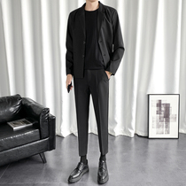 Korean slim suit mens casual black autumn suit Joker trousers long sleeve handsome student coat tide