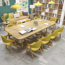 2m small conference table simple modern Long Table 8-20 people script kill reading room rectangular training table and chair combination