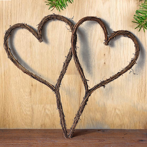 Vine-made rattan ring dry branch heart-shaped wreath decoration retro DIY flower wall hanging living room window jewelry materials