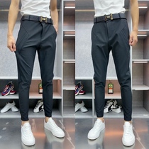 Autumn and winter new trendy leg trousers Korean version of Joker hair stylist Stretch Slim casual mens feet trousers
