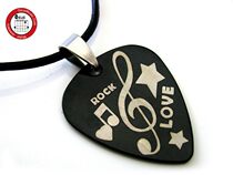 New GsusMusic metal punk titanium steel pick necklace pentagram rock love note