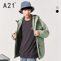 A21 spring 2021 new mens loose hooded jacket mens fashion Tide brand windbreaker autumn winter thin coat