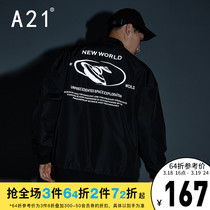A21 Spring 2022 new mens clothing Loose Long Sleeve Jacket Reflective Printed Baseball Suit Men Casual Windwear