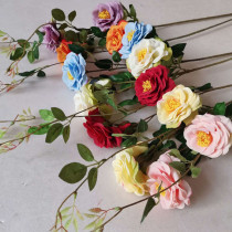 Simulation single rose rose landing simulation flower wedding road introduction decoration silk flower fake flower living room placed green plant