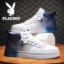 Floral Playboy mens shoes 2022 New spring high help board shoes Mens Korean version Trend 100 hitch a little white shoes Chauding shoes