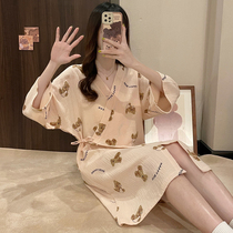 2022 New Summer Pyjamas Woman Pure Cotton Big Code Easy Day Style Sweet Summer Cotton Yarn Thin BATH ROBE SLEEPING ROBE