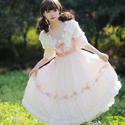 taobao agent Genuine classic lace elegant dress, floral print, Lolita style, mid length
