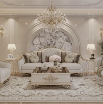 French light luxury palace style sofa solid wood carved living room neo-classical high-end villa luxury furniture fabric combination