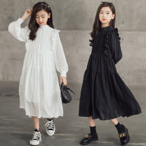 Korean girl white dress 2022 spring and autumn new style of the big kids parent-child dress little fairy midi cake skirt