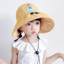 Korean childrens hat Sun visor Summer girls cool hat Sunscreen hat Empty top sun hat Large brim UV protection