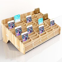 Conference classroom storage shelf mobile phone storage box Management box desktop multi-grid wooden screen storage box