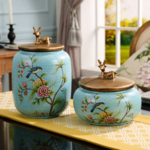 European-style ceramic storage cans ornaments creative living room coffee table porch wine cabinet decorations candy cans tea cans for home use