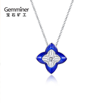 Gem Miner Sanctuary Snow Lotus Series 18K white gold enamel diamond necklace Real diamond clavicle chain female neck decoration