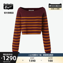  New Product]Onitsuka Tiger Onitsuka Tiger Women Retro striped knitted Long-sleeved top 2182A563