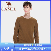 Camel round neck fleece jacket mens 2021 autumn simple warm long-sleeved T-shirt couple bottoming shirt top women