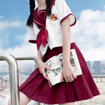 Red sailor suit Japanese JK uniform suit summer skirt short-sleeved Japanese rabbit seam genuine campus style skirt sweet