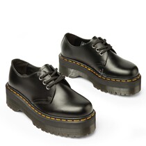 GuleMartens1461quad3 Komatsu Pastry Thick bottom Martin shoes Black Bull Leather Leather Shoes 25567001