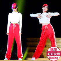  Korean version of loose hip-hop high-waist hip-hop jazz jazz dance suit suit trolling dance student modern performance suit female