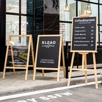 Three wood plant solid wood bracket type shop with small blackboard billboard handwritten chalk board Mobile blackboard promotion menu