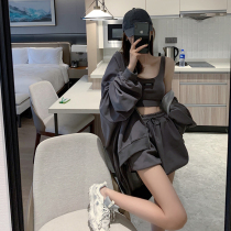 2022 Springtime Advanced Senses Tennis Red Fried Street Casual Sports Sweatshirt Suit Woman Little Sub-Vest Shorts Three Sets