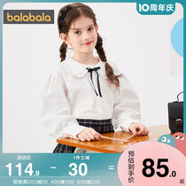 Balabara girl long sleeve shirt CUHK Scout white shirt spring autumn new children blouses baby boom