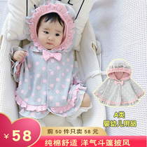 Female baby cloak cloak autumn and winter out baby shawl hooded female baby thickened out of clothing Foreign Princess