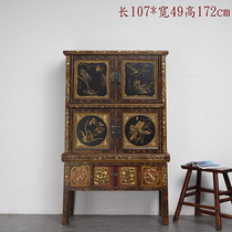 The Qing Dynasty Carved Flowers Old Wardrobe Old Bookcase Old Tea Cabinet Old Cabinet Folklore Ancient Old Furniture Old Furniture Old Objects Second-hand Collection