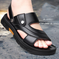 Men Outdoor Summer Leather Anti-Slip Sandal Beach Outwear Genuine Leather Casual Sandals Male Tide Deodorized Sandals