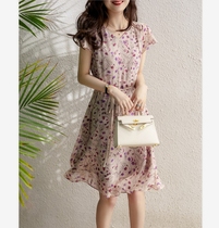 SNICYKER2021 new summer spring graceful figure V-neck flying sleeves printed mulberry silk dress