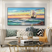 Hand-painted oil painting modern simple living room horizontal hanging painting sofa background wall decorative painting smooth sailing mural sailboat