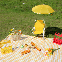 Fields Garden Wind Small Fresh Children Photography Props Outside View Baby Photo Folding Beach Chair Plaid Cloth Background Ground Mat
