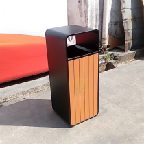 Xinfangzhen Garden Scenic Square Square Trumpet Steel Wood Garbage Single Bucket Outdoor Creative Sanitation Bin Customization