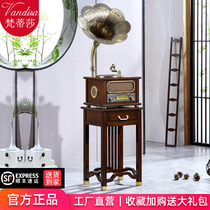 New Chinese style big horn vintage gramophone living room multi-functional simple vinyl record player CD machine Antique audio