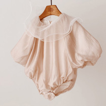  British nexttutu autumn baby one-piece romper female baby princess Western style newborn 100-day-old dress