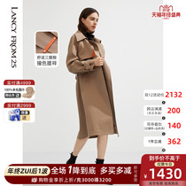 Langzi machine washable triacetic acid trench coat 2021 Spring and Autumn New Classic light curry coat coat women