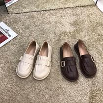 Hong Kong British small leather shoes girl shoes summer 2021 new Korean edition soft-soled student lofu single shoes flat scoop shoes