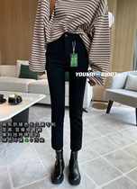 youmo has a lot of heart and blue does not fade autumn black high waist eight or nine points pipe pants slim stretch jeans