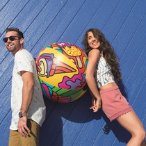 Large playing water ball trend graffiti beach ball ice cream pattern super large inflatable ball Net red photo props ball